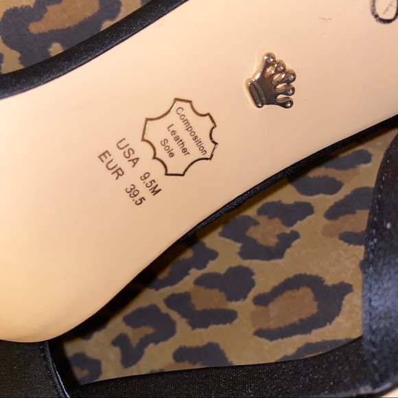 NINA Black Satin Bow Open Toe Pumps Sz 9.5 - Picture 8 of 9